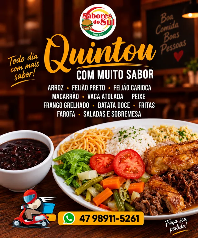 Prato do almoço de quinta-feira do Sabores do Sul: vaca atolada com arroz, feijão e farofa